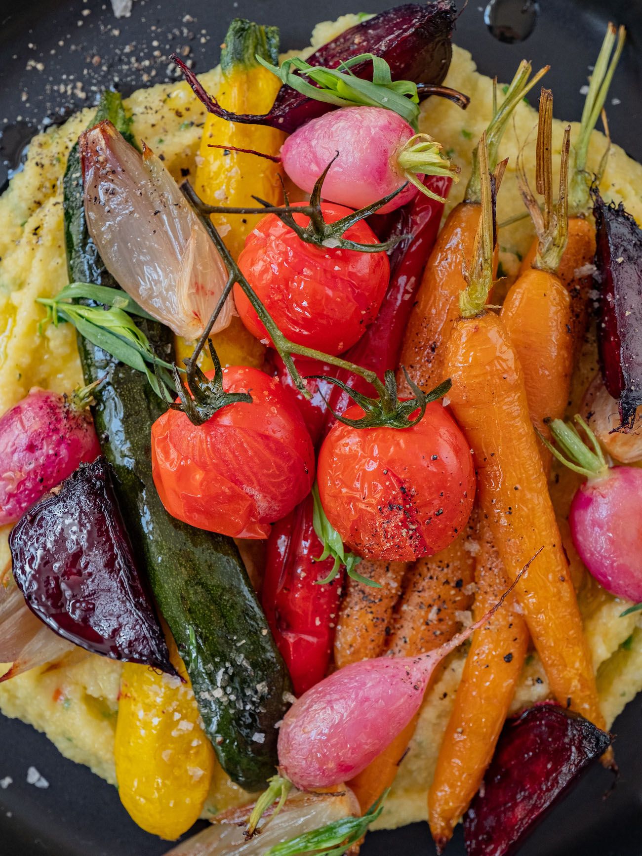 Rezept, Foodblo, About Fuel, Cremige Polenta mit Sommergemüse, Tomaten, Zucchini